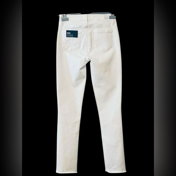PAIGE | Paige Skyline Ankle Peg White mid rise Jeans with Raw Hem NWT size 26 - Picture 4 of 11
